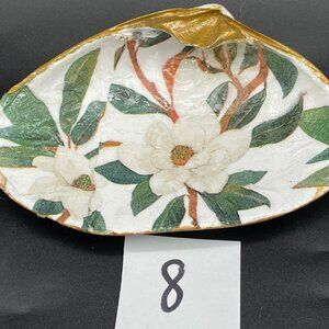 Decoupage Shell Decoupage Trinket Dish WHITE MAGNOLIA